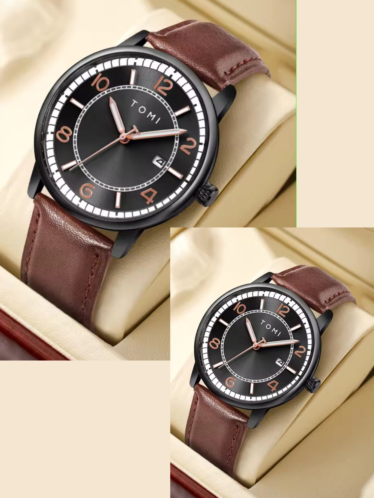 TOMI T-025 Couple Watch Date Quartz