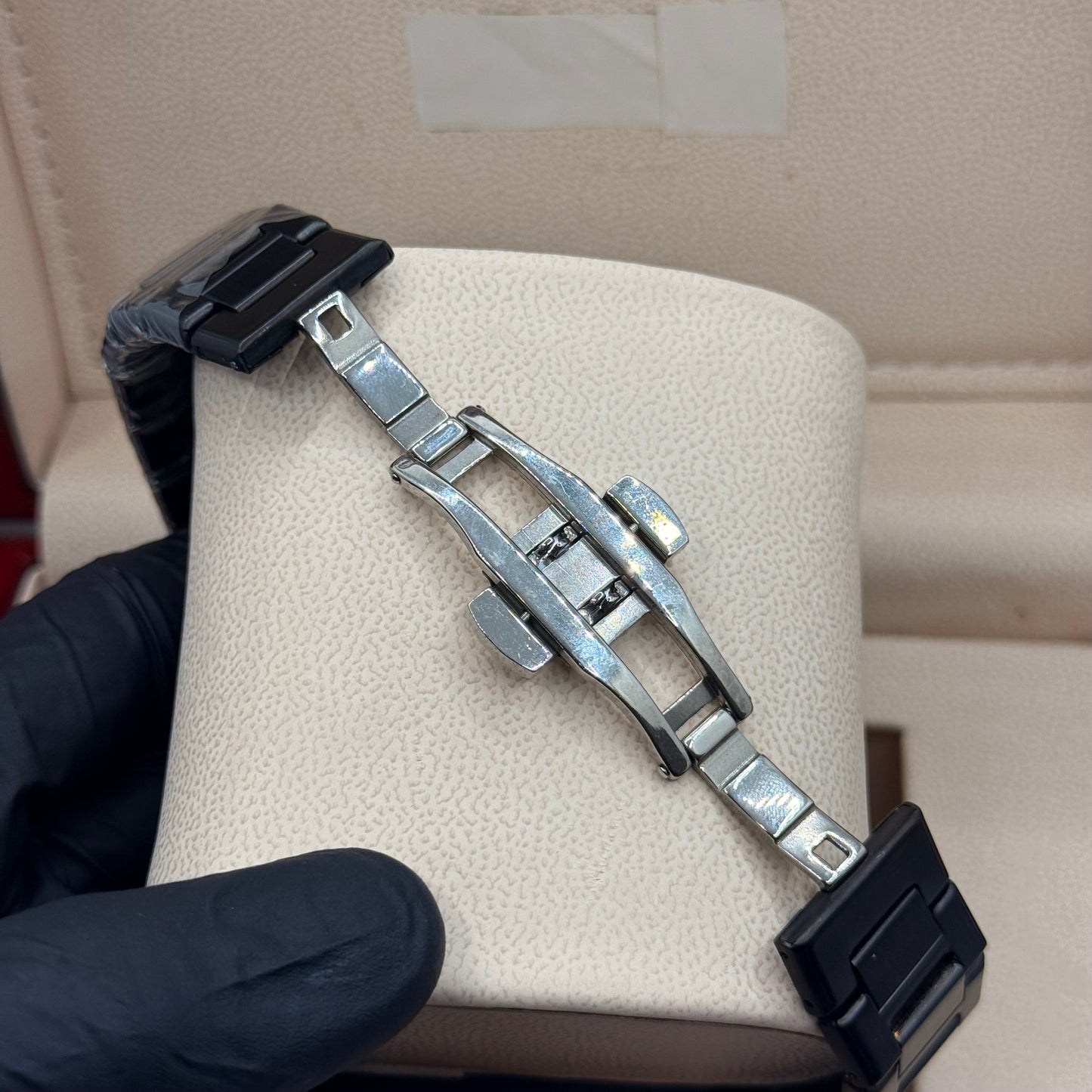 Black Aura stain less steel  black with marble dial