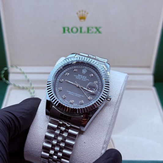 Rolex automatic movement  silver  with  black dial