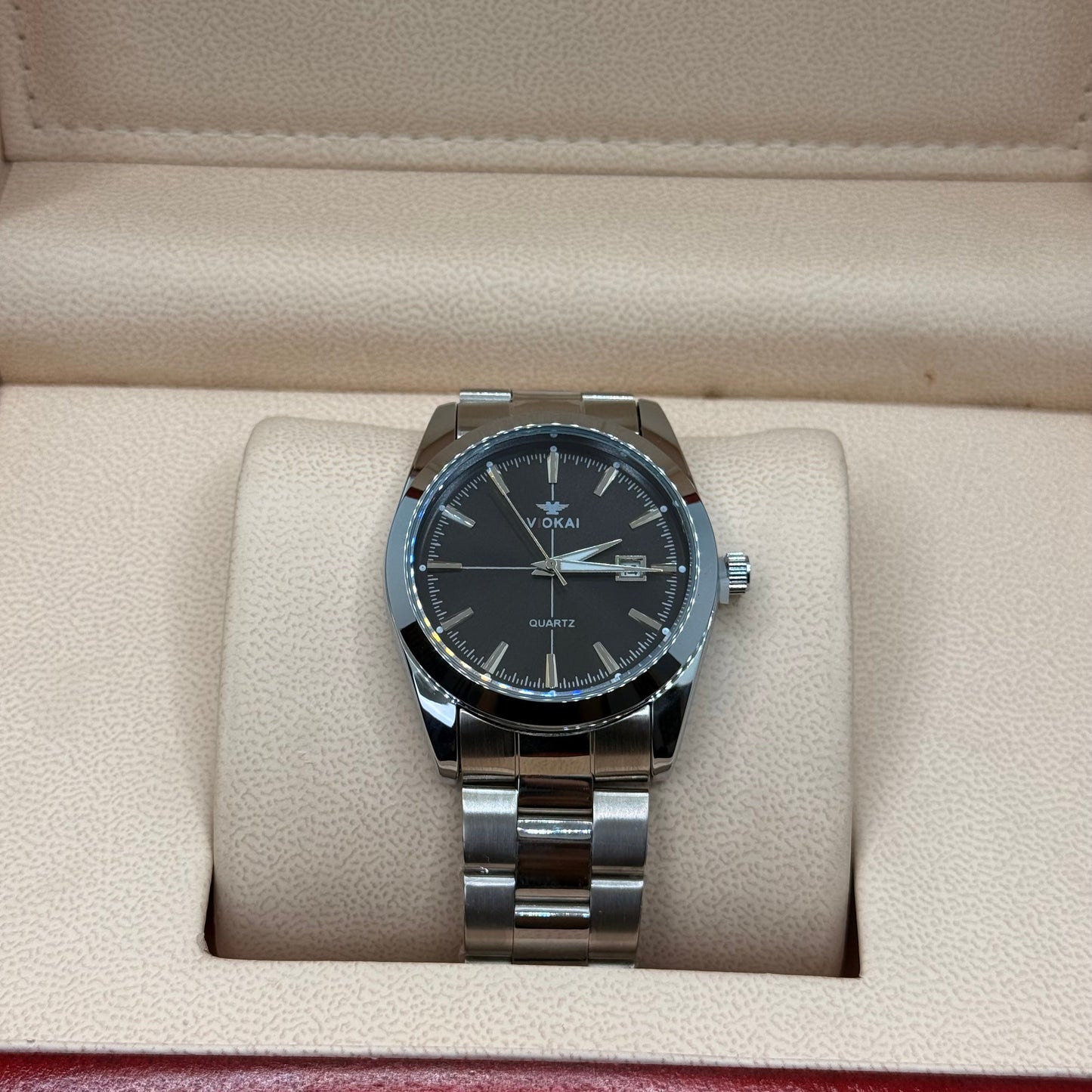 Tissot style silver with black dial