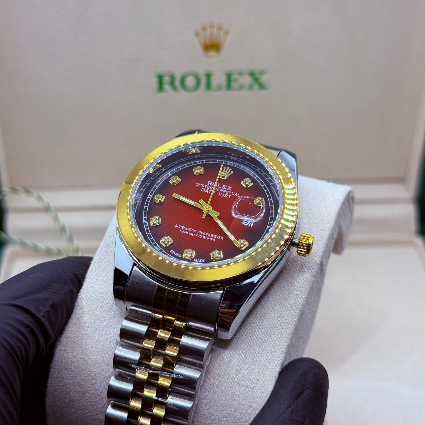 Rolex automatic movement truetone  with  red dial