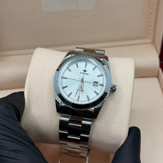 Tissot style silver with  white dial