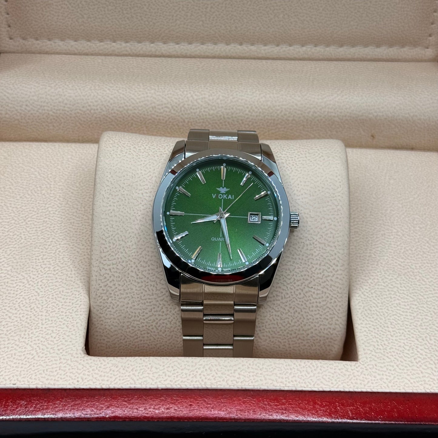 Tissot style silver with  green dial