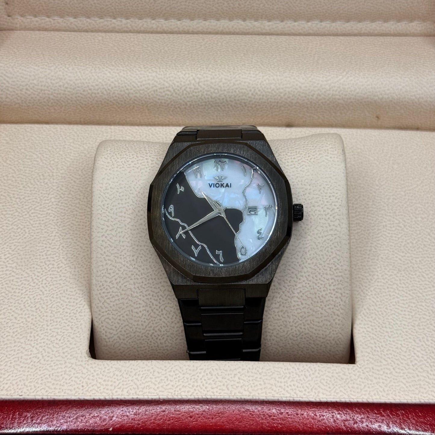 Black Aura stain less steel  black with marble dial