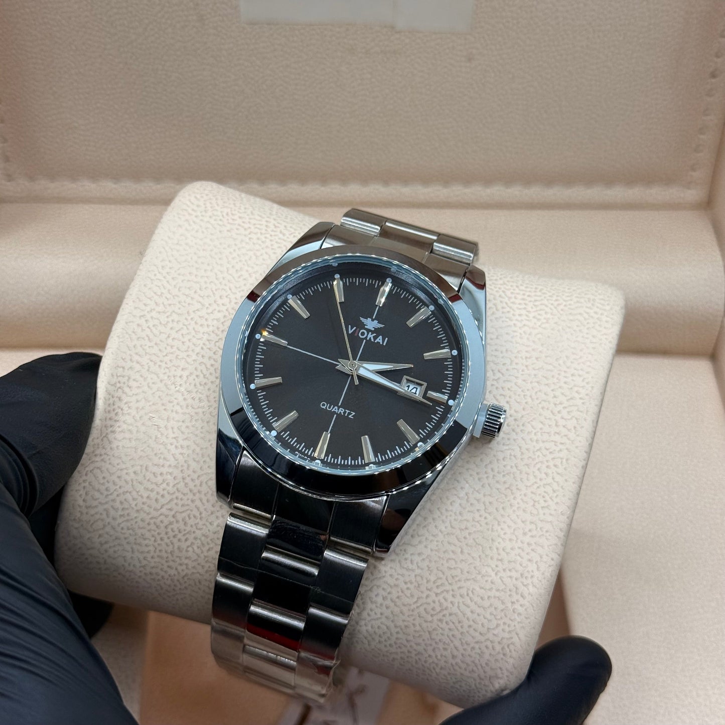 Tissot style silver with black dial