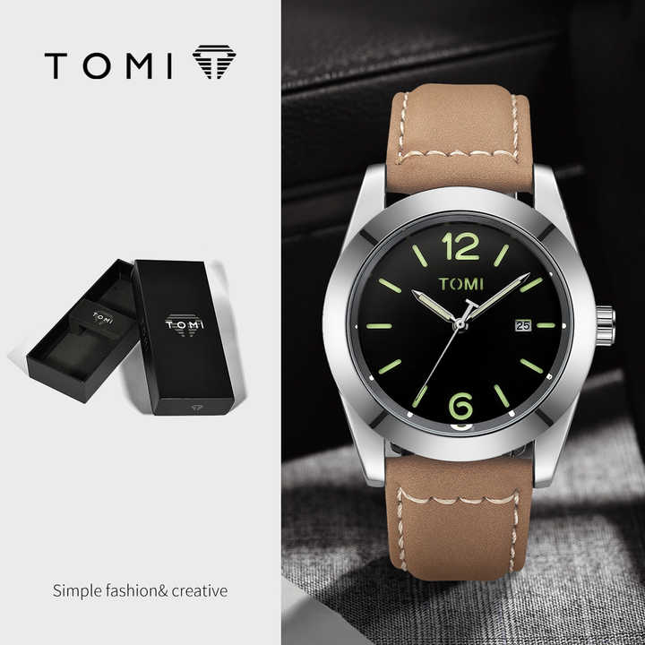 TOMI T-095 Luxury Watch Luminous Dial Quartz Date