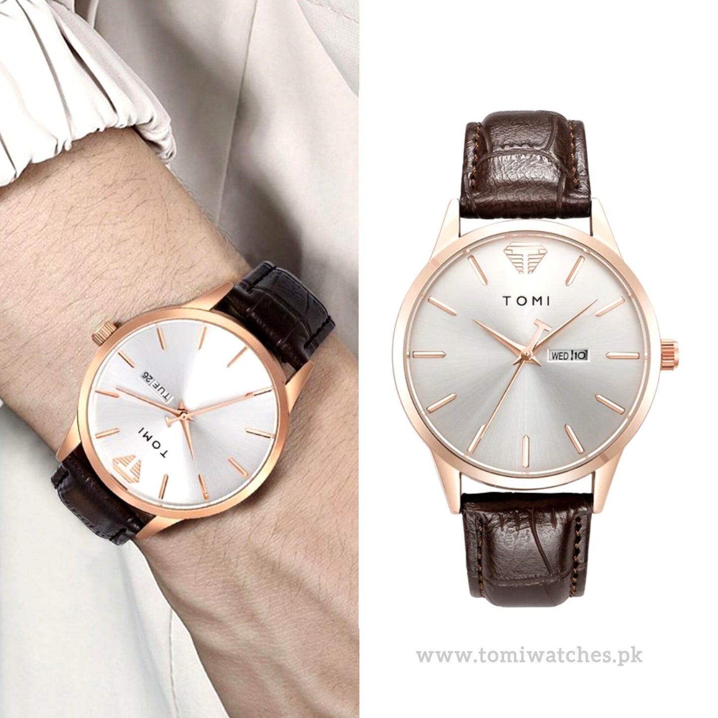 TOMI T-045 Day Date Quartz Wrist Watch For Men