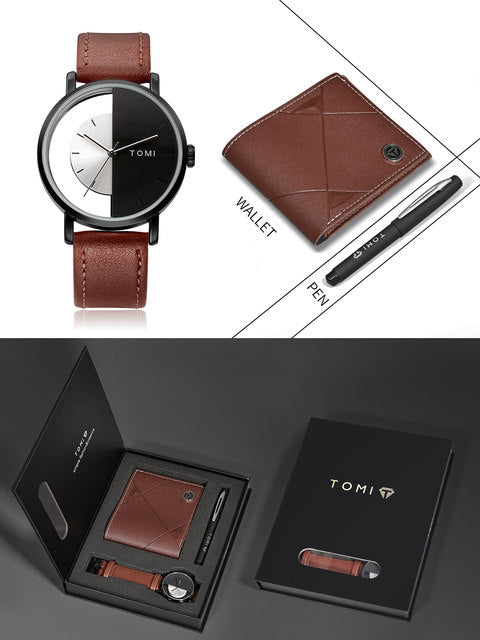 TOMI S8 Series Customised T-080 Gift Set Watch With Wallet & Pen Quartz