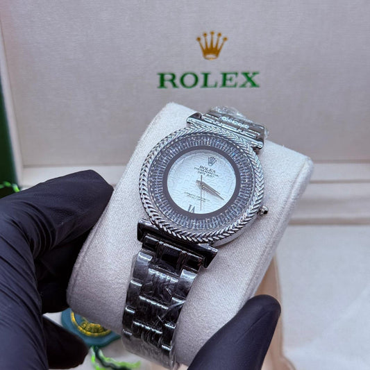 Rolex ledies date just silver with white