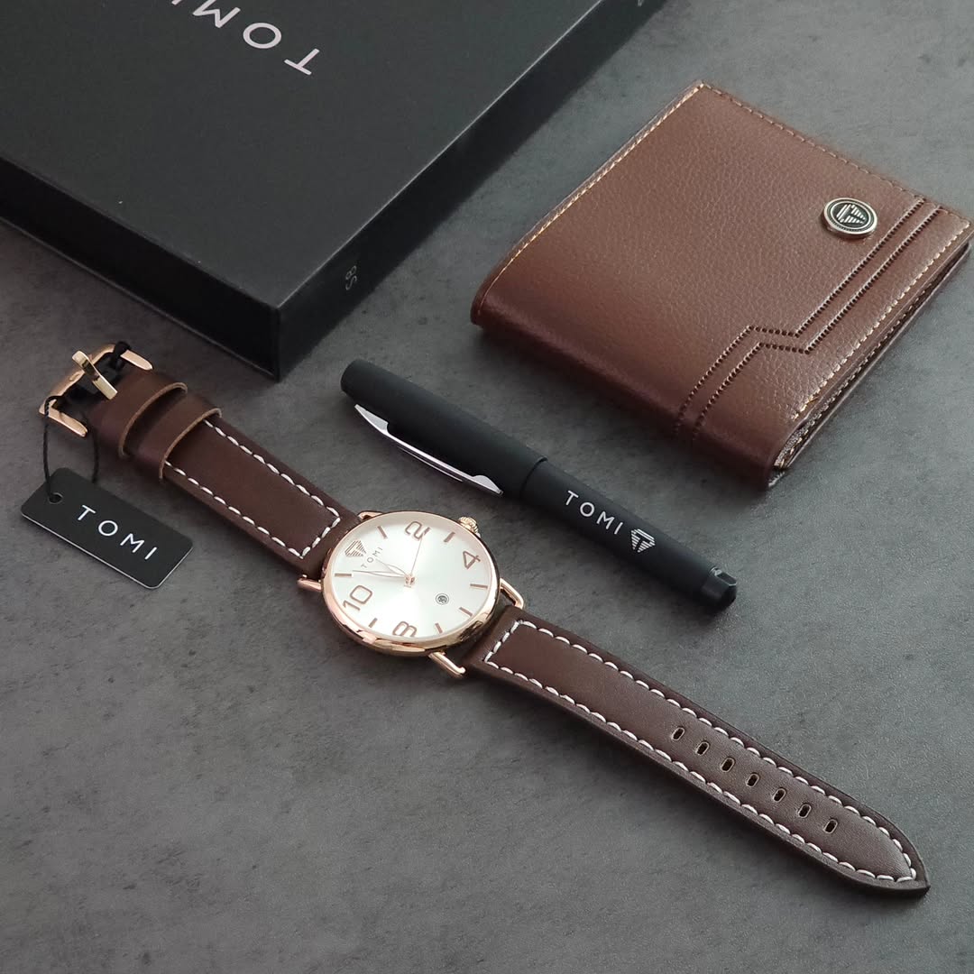 TOMI S8 Series Customised Gift Set Watch With Wallet & Pen Quartz